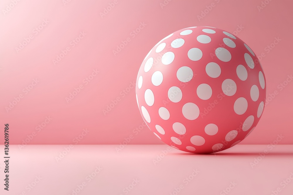 Poster vibrant polka dot ball against a soft pink background creates a playful and cheerful atmosphere in a