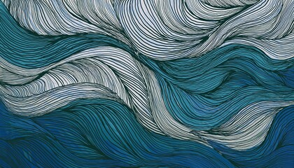 Square wavy background. Hand drawn waves. Stripe texture with many lines. Generated image