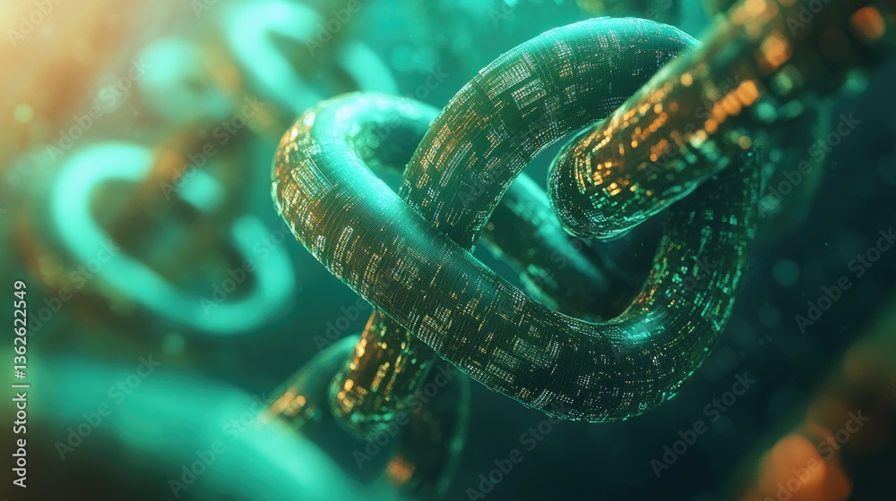 Fototapete Blockchain-powered transaction ledger visualizing encrypted peer-to-peer digital payments and smart contract execution.