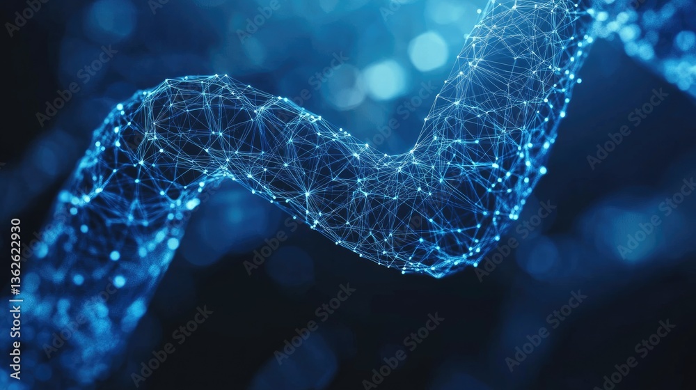 Poster blockchain security infrastructure encrypting financial data and preventing cyber fraud.
