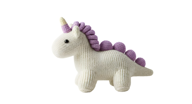 Soft and Adorable Knit Unicorn Toy in White and Purple Colors for Children's Playroom or Nursery Decoration and Gift Ideas for Kids and Babies