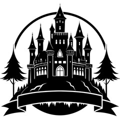 Obraz premium Ancient Castle Silhouette Vector
