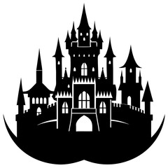 Fototapeta premium Ancient Castle Silhouette Vector