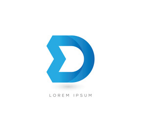 D Initial blue variant logo template