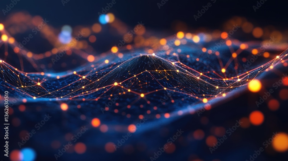 Poster deep learning ai system tracking cryptocurrency market fluctuations and optimizing trading algorithm