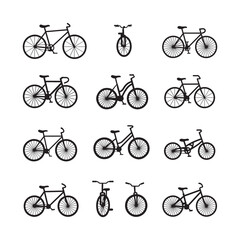 Obraz premium bicycle icons silhouettes vector set for cycling and transport design illustrations