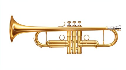 Obraz premium Golden trumpet, isolated on a white background.