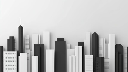 Obraz premium A minimalist city skyline design featuring black and white buildings, creating a modern and sleek aesthetic.