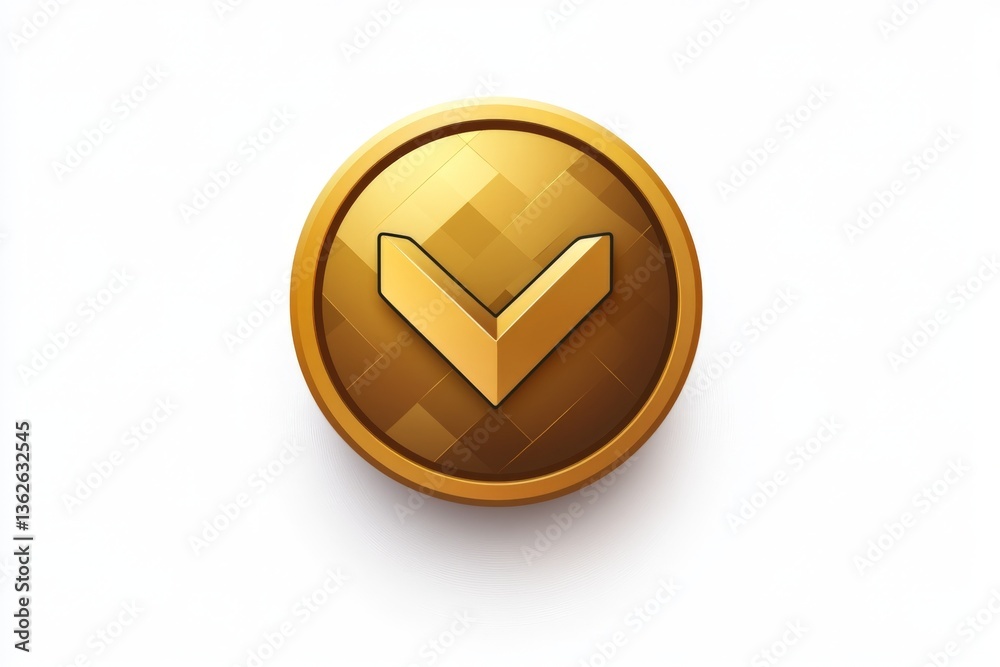 Aufkleber unique golden emblem featuring a modern design with a prominent downward arrow symbol against a simp