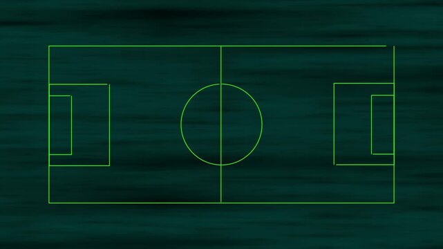 with neon lights match football isometric field video animation. Neon soccer area. football stadium with neon, shiny lights. 4k video