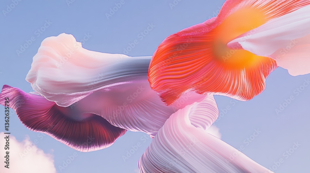 Wall mural abstract petals flow and curl in a beautiful artistic rendering