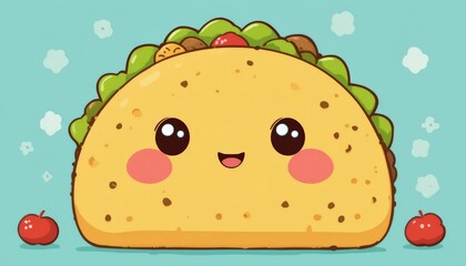 Adorable Taco Cartoon Illustration