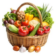 Basket of vegetables isolated on transparent background  
