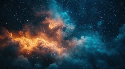 Fototapeta premium Stunning depiction of a vivid cosmic scene filled with colorful clouds and twinkling stars in deep space