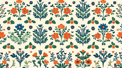 Seamless floral pattern background with blooming plants and blossom ornament