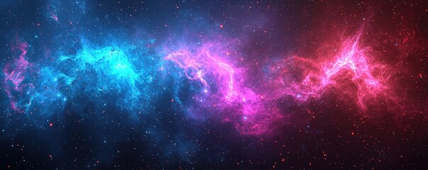 Naklejka premium Stunning Cosmic Nebula with Vibrant Colors and Stellar Background in Dark Space Environment