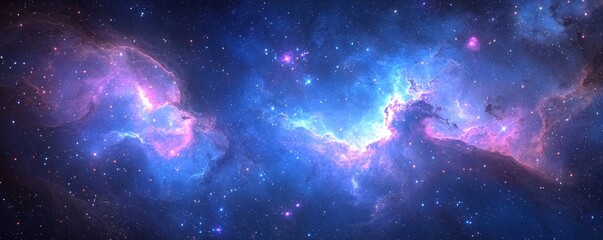 Fototapeta premium Stunning Cosmic Nebula with Vibrant Colors and Starry Background in Deep Space