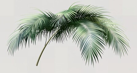 Lush Green Tropical Palm Fronds Isolated on White Background Perfect for Summer Designs