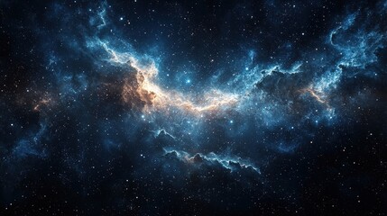 Fototapeta premium Stunning Cosmic Nebula with Bright Stars and Deep Space Background in Vibrant Blue and Orange Colors