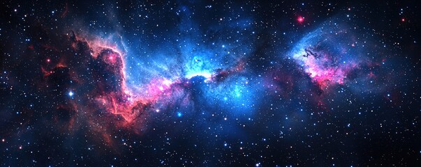 Majestic Cosmic Scene with Colorful Nebulae and Sparkling Stars in Deep Space