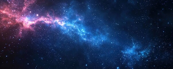 Naklejka premium Stunning cosmic swirl of stars and nebulae in vibrant blue and pink colors captured in deep space scenery