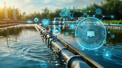 Water Pipeline with Digital Technology and Data Visualization Concepts
