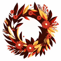 floral autumn leaves frame wreath with white area for insertion