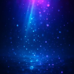 深海に漂う光と泡（ネオン風）