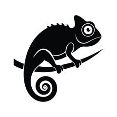 Fototapeta premium A cute chameleon carton on branch vector illustration a funny animal icon isolated on white