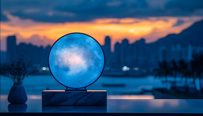 Moon lamp with skyline