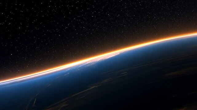 Earth's curve, space sunrise, dark background, website header