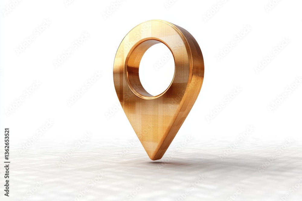 Poster Stylized wooden map pin symbolizing location and navigation in digital cartography and mapping applications