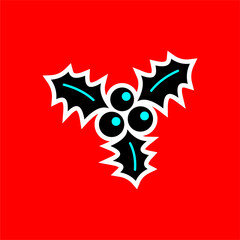 Modern Holly Icon on Red Background
