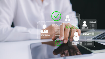 Relationship Management with global structure, Human Resources, Human Resource Management concept, Recruitment management Business concept, Management recruitment employment headhunting concept.