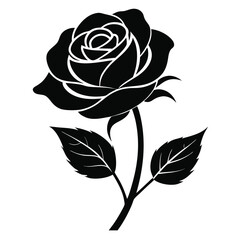 Black Rose Silhouette Vector Illustration Black Rose Silhouette Illustration On White Background