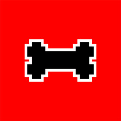 Obraz premium Pixel Bone Emblem on Red Background