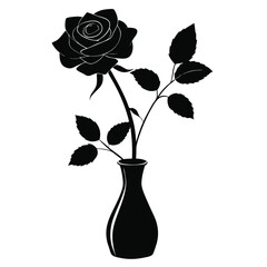 Obraz premium Black Rose Silhouette Vector Illustration Black Rose Silhouette Illustration On White Background
