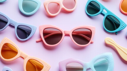 Colorful Sunglasses Pattern on Pastel Background