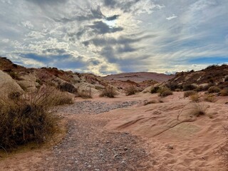 Dramatic Desert Landscape with Sandstone Formations – Valley of Fire, Nevada