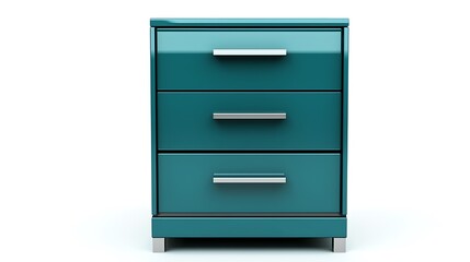 A blue dresser with three drawers