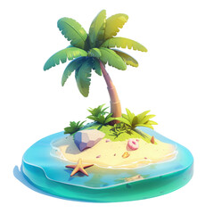 Obraz premium Relaxing tropical island scene with palm tree clear waters vibrant colors