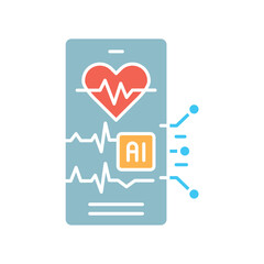 AI Automatic ECG decoding black line icon for digital and print projects.