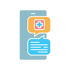 AI Online chat for medical assistance black line icon for digital and print projects.