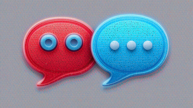 speech bubble blue and speech bubble red buttons