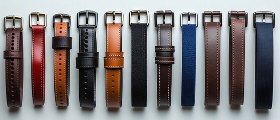 Diverse collection of watch straps in various colors and materials