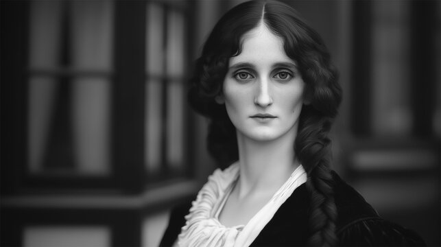 Portrait of Mary Shelley, face based on 1840 painting by Richard Rothwell