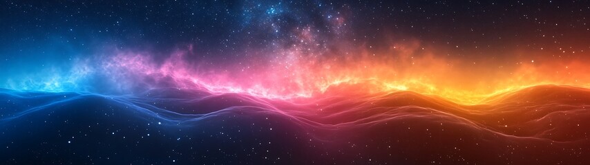 A colorful cosmic panorama with stardust and nebulae formations