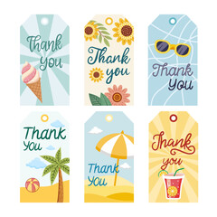 Set of Summer-Themed Thank You Gift Tags