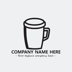 Cup illustration black and white for logo company vector image
