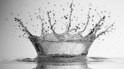 Water Splash: Abstract Monochromatic Photography of a Refreshing Liquid Drop